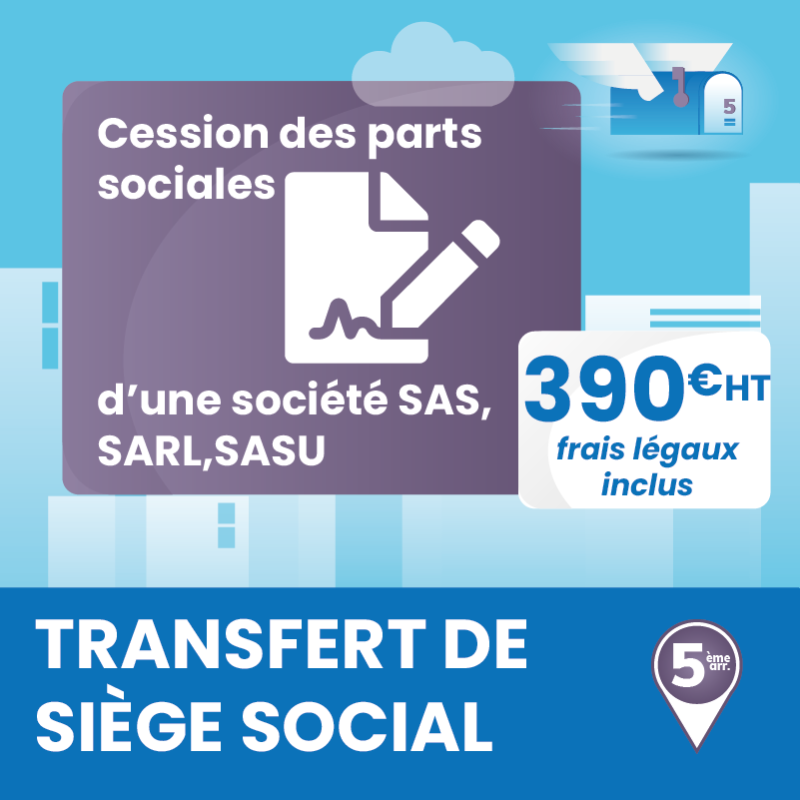 Cession des parts sociales d'une société (frais légaux inclus) - Centre d'affaires Saint-Pierre