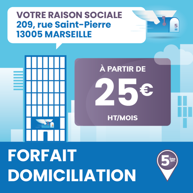 Domiciliation d'entreprise à Marseille 5ème (1 an) - Domiciliation Marseille 5ème arrondissement