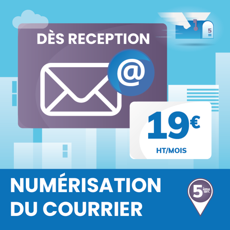 1 mois de Numérisation recto/verso dès réception du courrier - Domiciliation Marseille 5ème