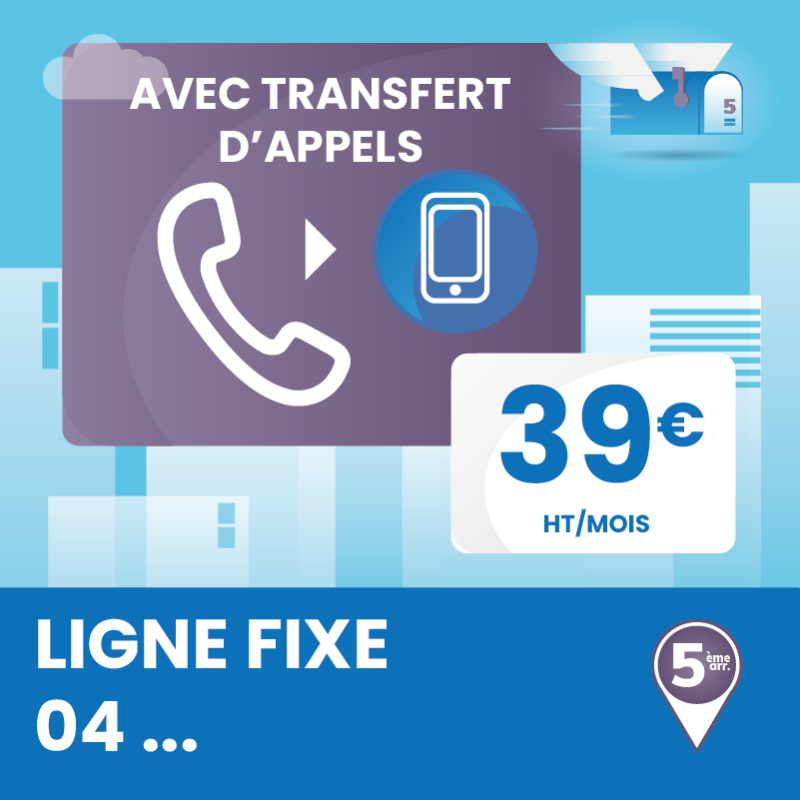 Attribution d'une ligne fixe en 04 avec transfert d'appels (1 mois) - Domiciliation à Marseille proche Boulevard Chave