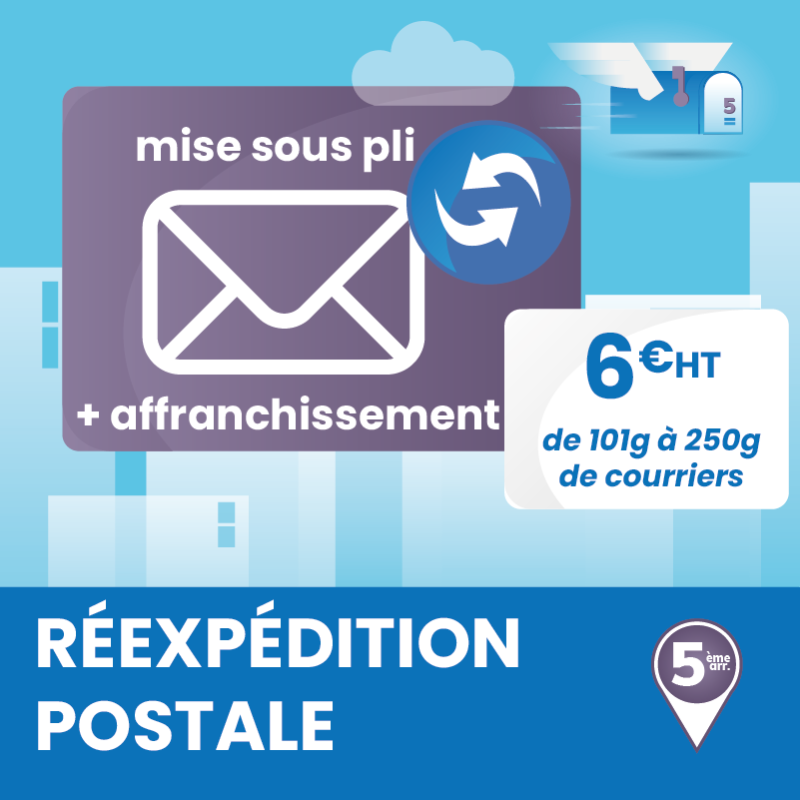 Mise sous pli et Réexpédition simple (forfait) - Domiciliation Marseille 5ème