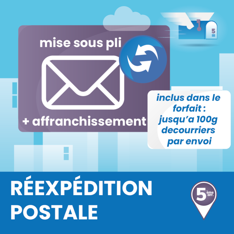 Mise sous pli et Réexpédition simple (forfait) - Domiciliation Marseille 5ème